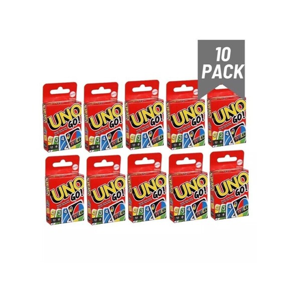 10 PACK BULK UNO Go Mini Card Game Mini Travel Pocket Sized Cards Mattel, New - Picture 1 of 4